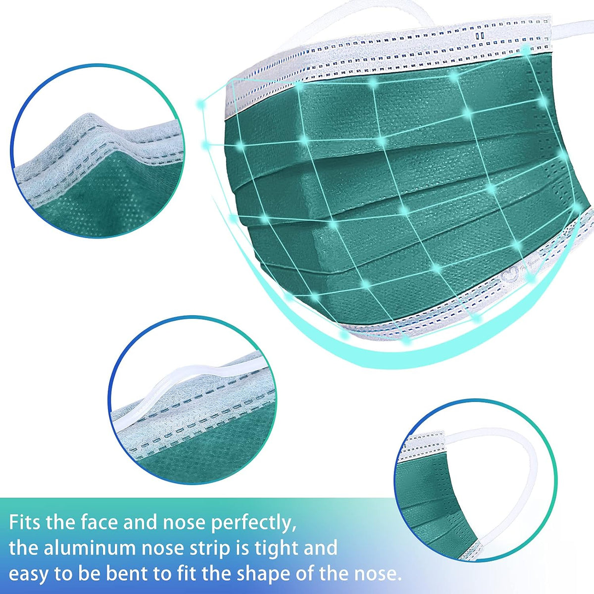 Disposable Face Mask 4-Ply for Adult, Soft Face Masks, Breathable Safety Mask…