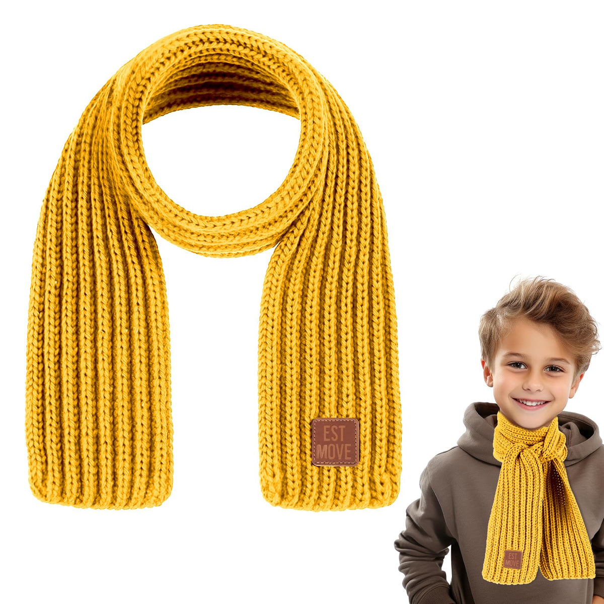 Abeillo Warm Kids Winter Knit Scarves Soft Knitted Neck Warmer Scarf Warm Scarves Wrap for Boys Girls