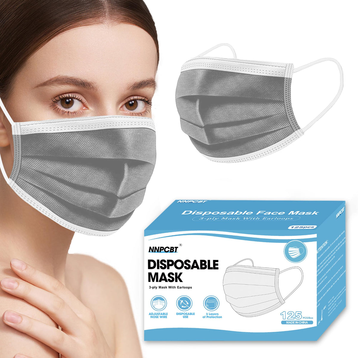 NNPCBT 3 ply Disposable Masks Breathable Face Masks for Adults