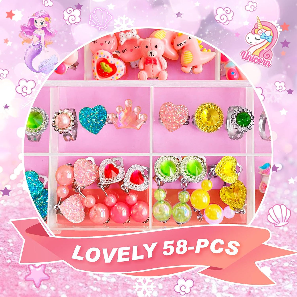 Kids Play Jewelry Sets, Princess Toys for Girls 4-6,Little Girl Jewelry