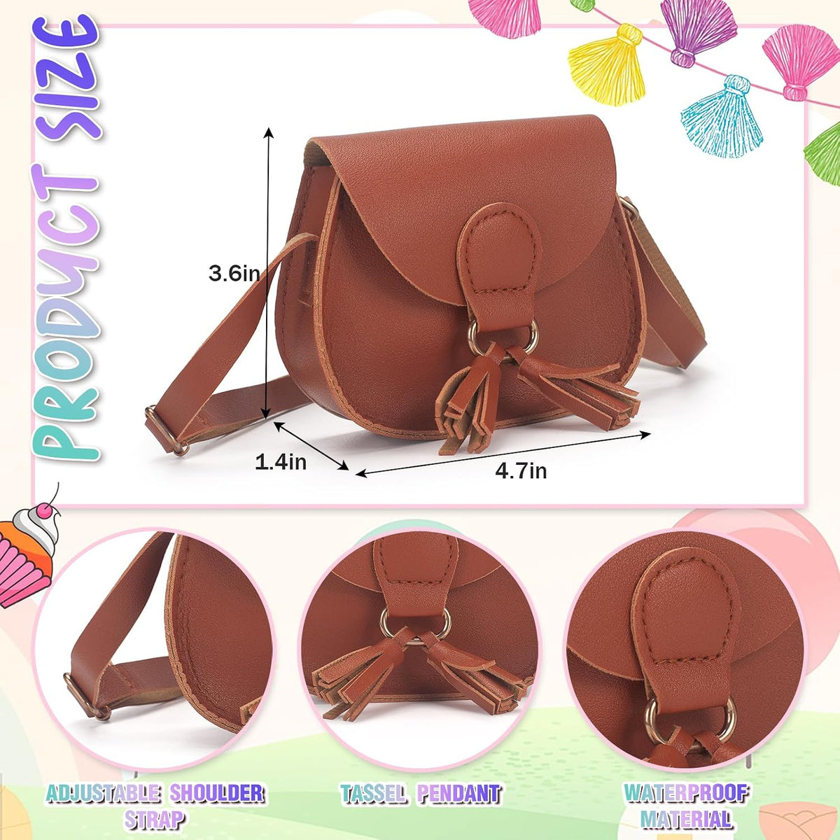 Girls Purse, Kids Crossbody Purse, Shoulder Bags for Toddler, Tassel Bags for Girls Age 2-14