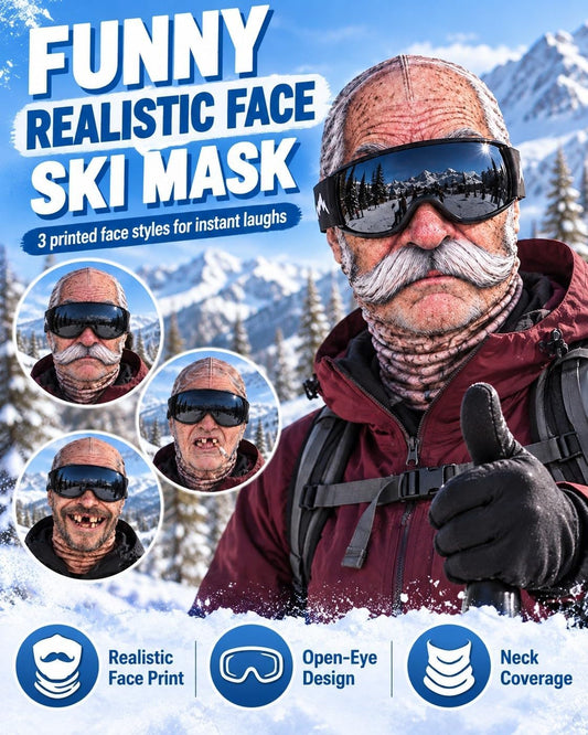 Old Man Ski Mask Funny Realistic Face Balaclava 3D Printed Full Face Winter