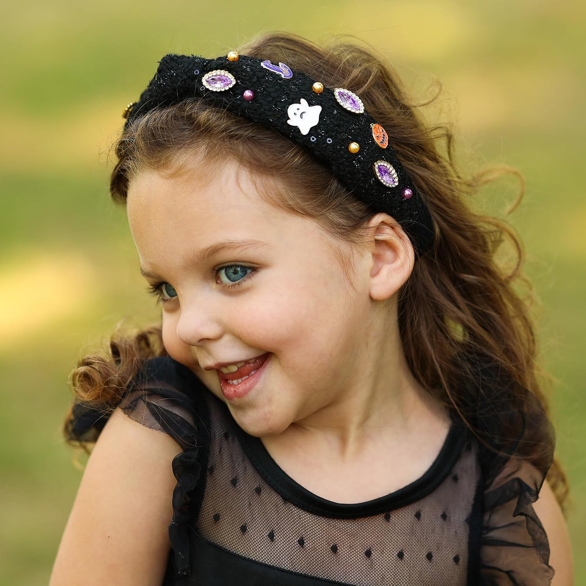 FROG SAC Knot Headband for Girls, Knotted Headbands for Toddler Kids, Rainbow Beaded Unicorn Hair Accessories, Halloween Christmas Stocking Easter Basket Stuffers (Black)