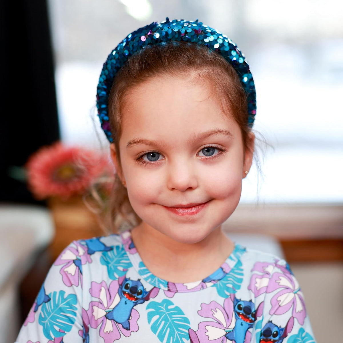 FROG SAC Reversible Sequin Headband for Girls, Wide Headbands for Kids, Sparkly Rainbow Toddler Hair Bands, Sparkle Head Band Hair Accessories, Easter Basket Fillers Stocking Stuffers (Teal/Purple)