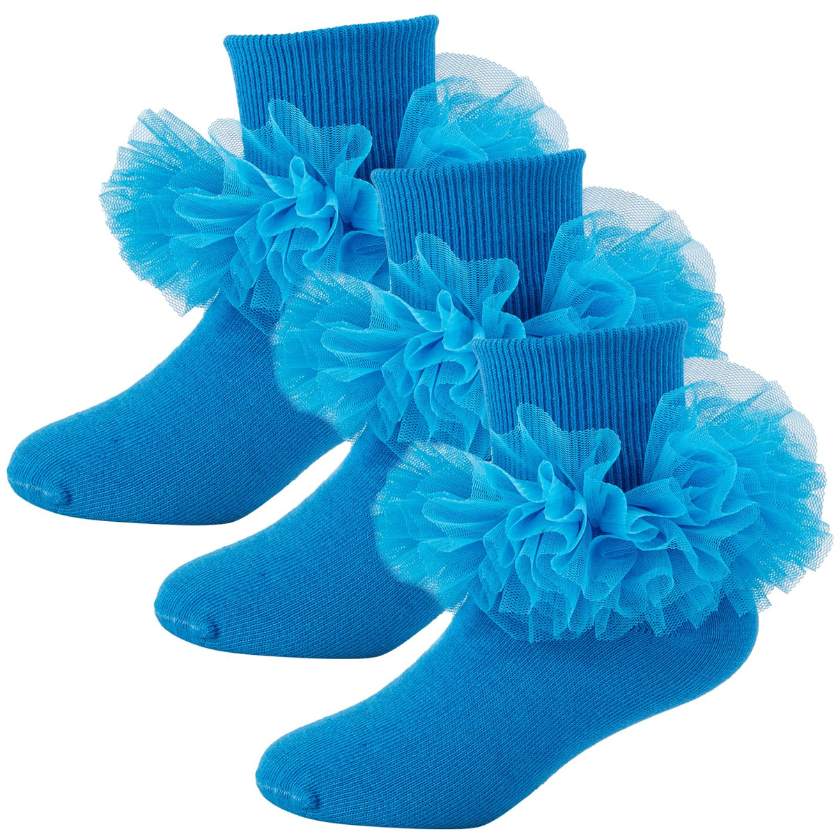Girls Ruffle Socks Toddler Fluffy Ruffle 4-Layer Lace Dress Socks Turn Cuff Pageant Tutu Socks for Baby Girl Kids
