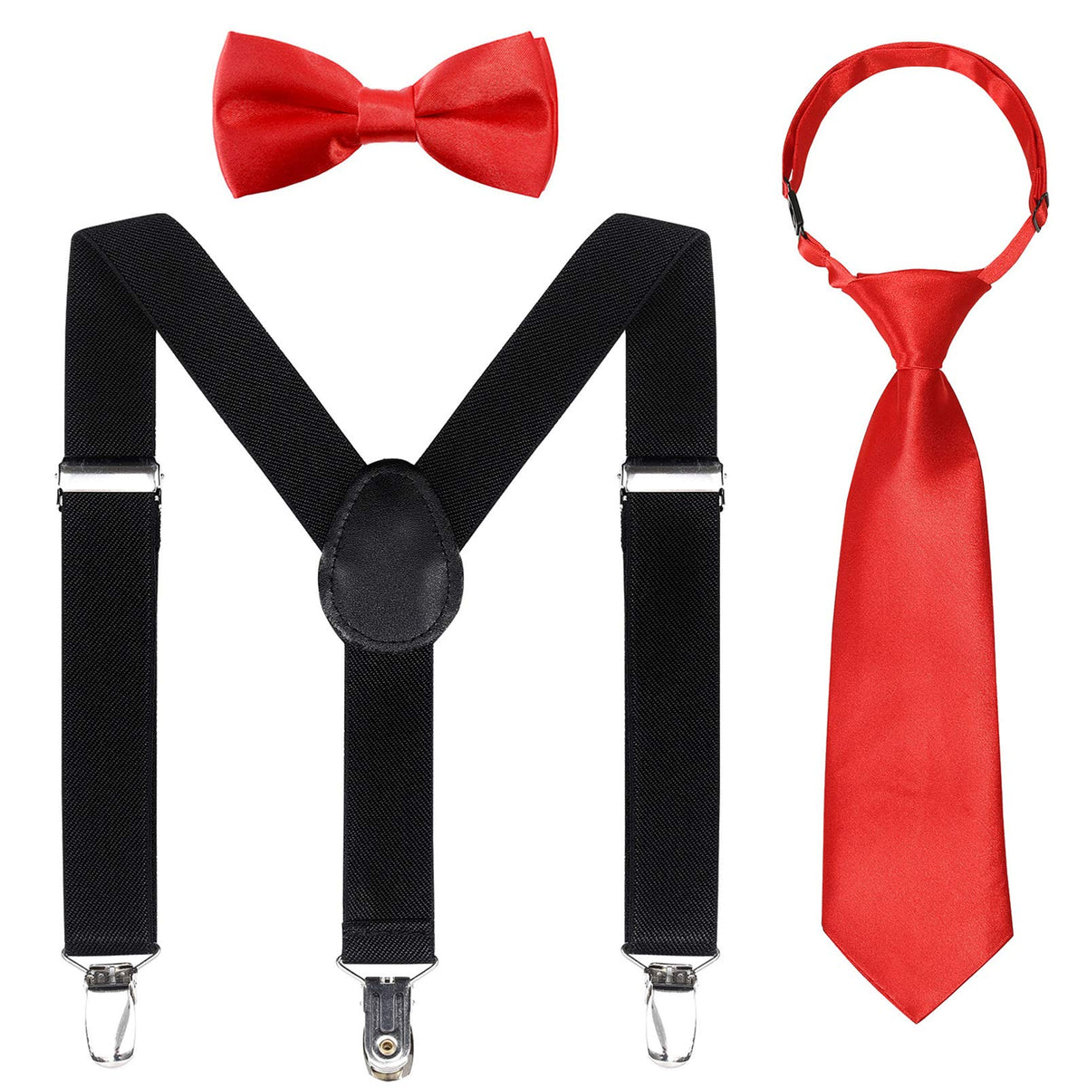 Kajeer Kids Suspender Bowtie Necktie Sets - Adjustable Elastic Classic Accessory Sets for 6 Months to 13 Year Old Boys Girls