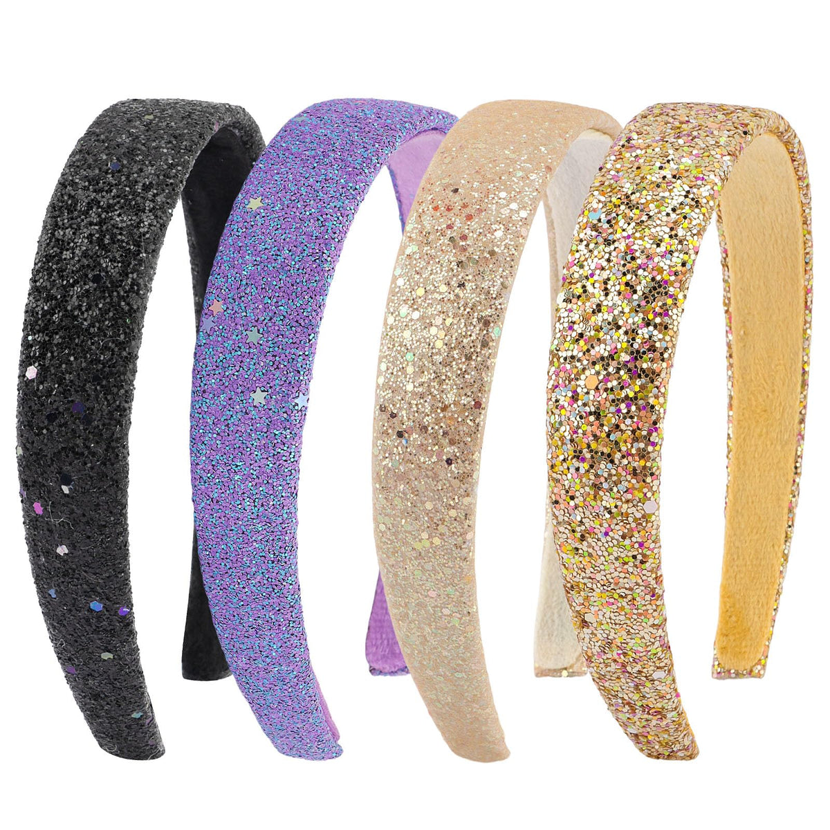 Headbands for Women Girls Hair Accessories Glitter Purple Blue Headband Hair Accessories for Girls Sparkly Headband Rose Gold HairBand for Girl Daily Outfit & Back to School, Holidays