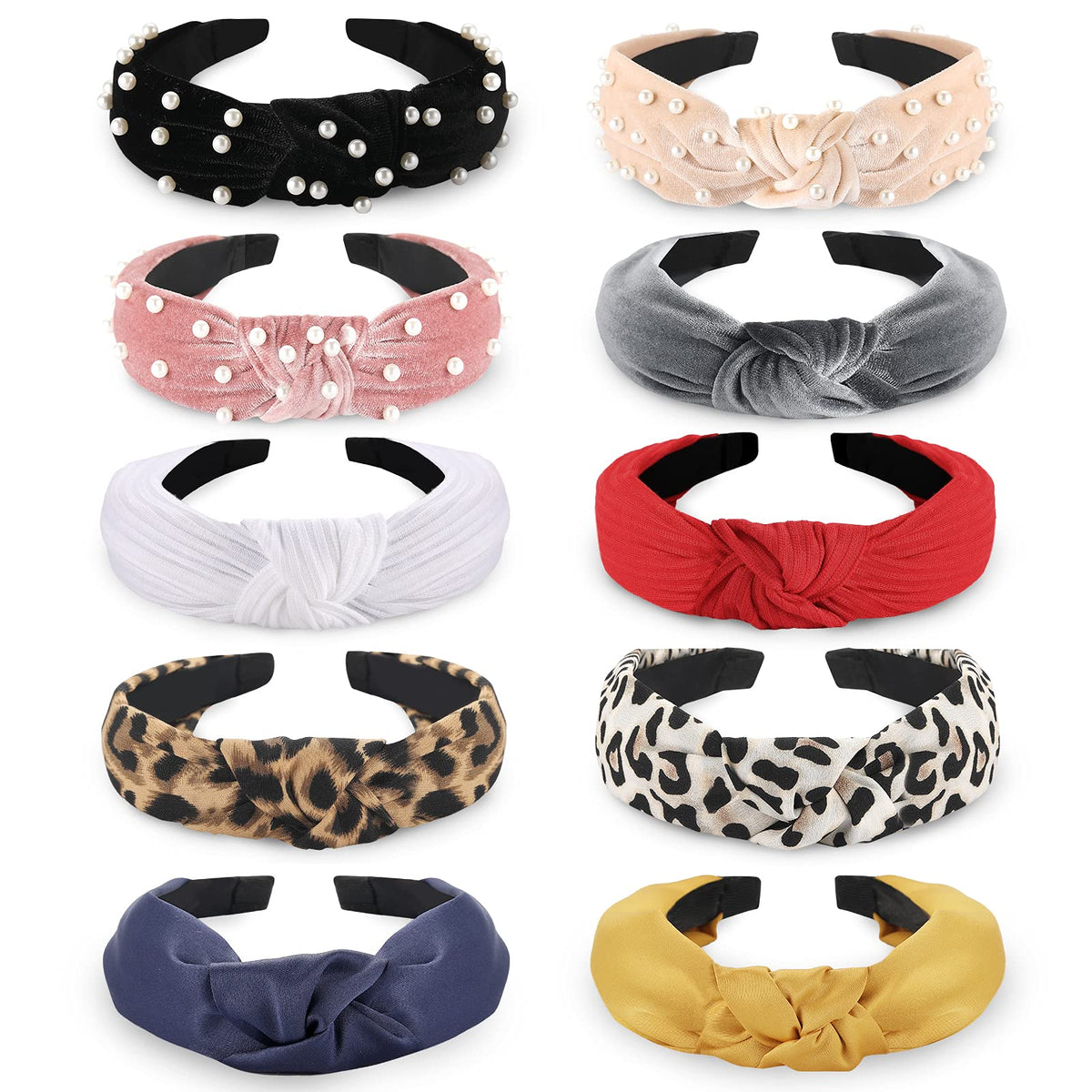 Funtopia Fashion Headbands for Women Girls, 10 Pcs Knotted Headbands