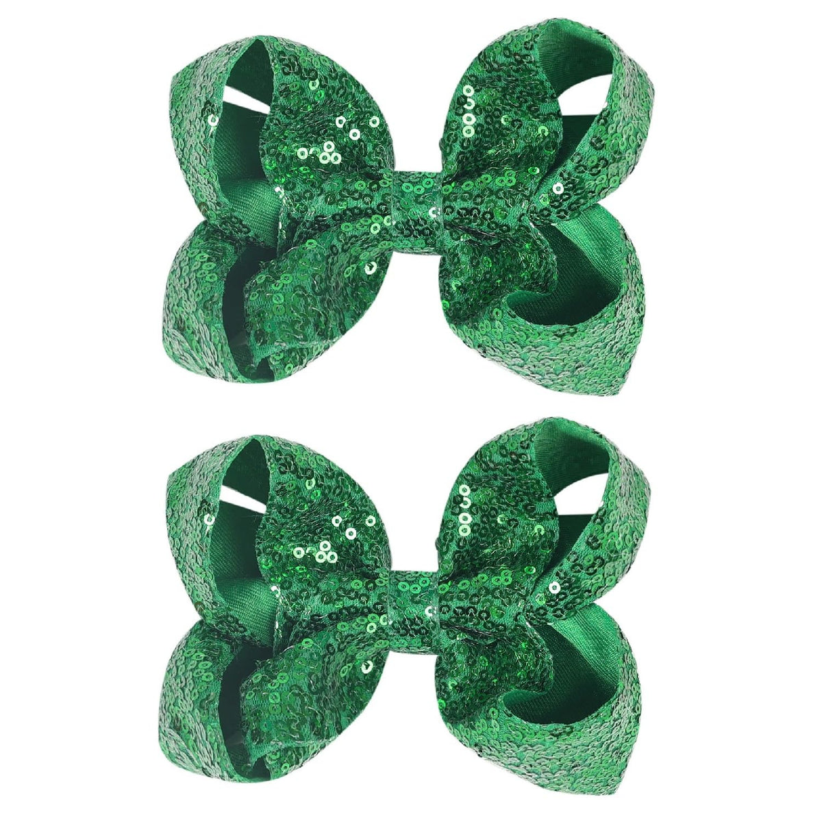 2 PCS Enchanting 5-Inch Fairy Fashion Bow Hairpin: Multicolor Option Sequins Hair Clip for Kids and Teenage Girls (Black)