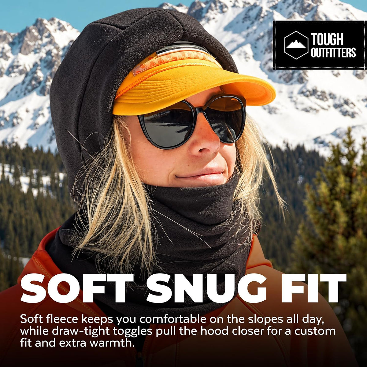 Tough Headwear Fleece Balaclava Hoodie Ski Mask - Wind Resistant Extreme Cold Weather Gear - Thermal Winter Face Mask