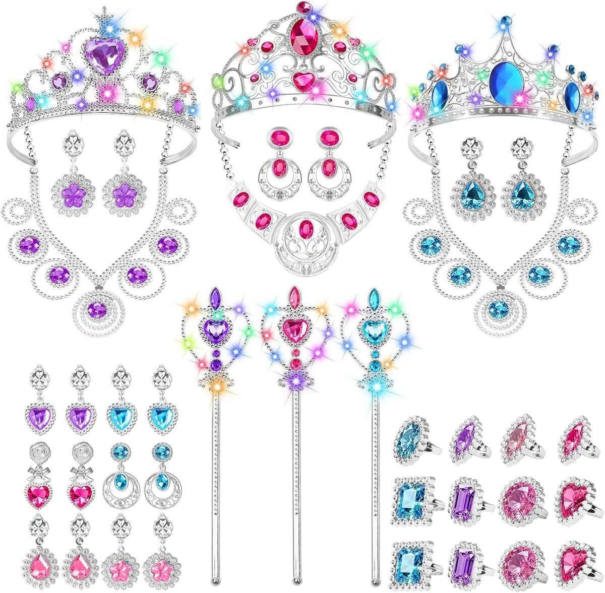 Princess Kids Jewelry for Girls Light Up Princess Crowns Dress Up Accessory