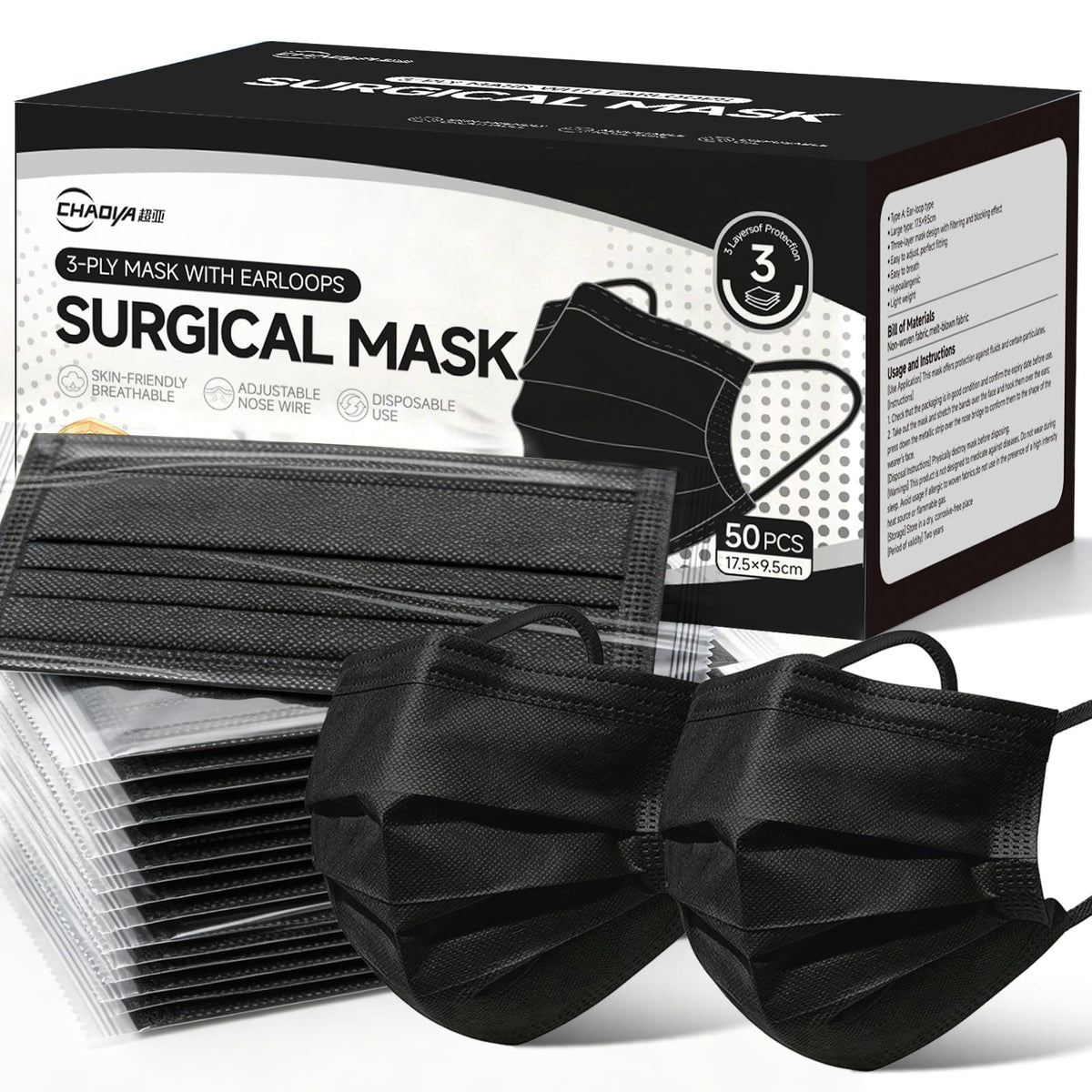 Disposable Face Masks 50Pcs, 3-Ply White Protection Masks, Breathable Mask For Adults Daily Use