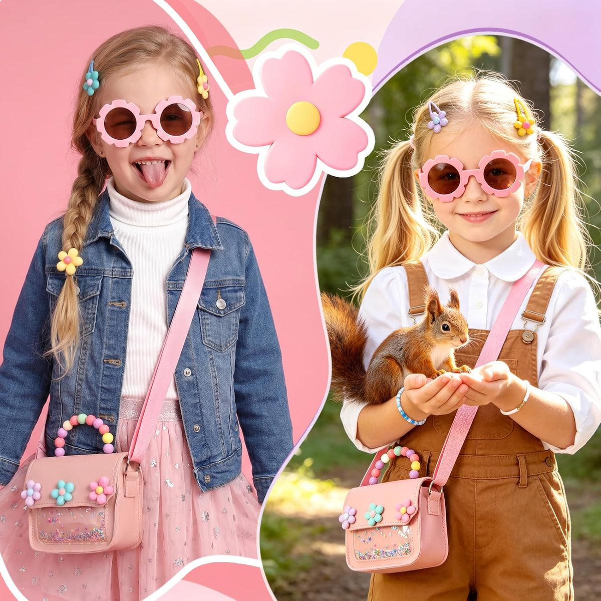 Purse for Girls, Accessories Gift Set Snap Hair Clip Bracelets