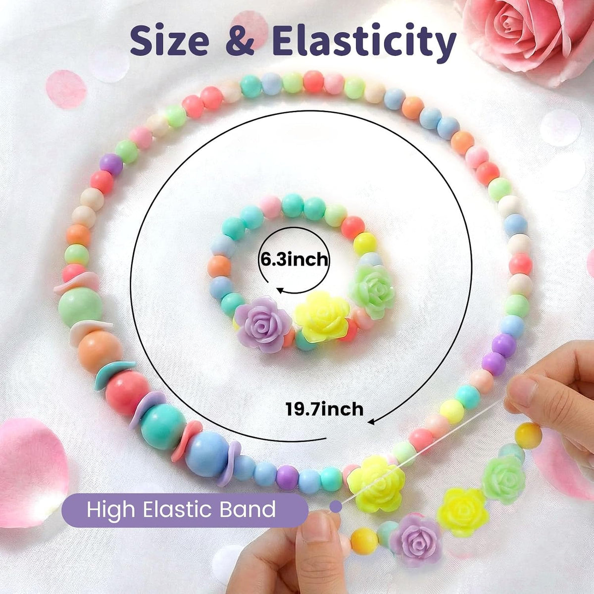 BigOtters 3 Set Toddler Necklace and Bracelet, Play Jewelry for Little Girl