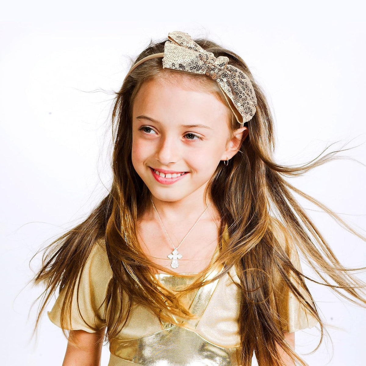 Sequin Gold Bow Headband for Girls Cute Glitter Hair Bands