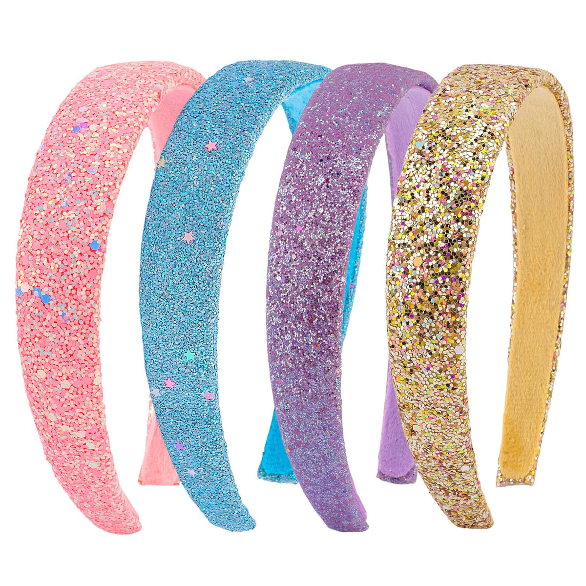 Headbands for Women Girls Hair Accessories Glitter Purple Blue Headband Hair Accessories for Girls Sparkly Headband Rose Gold HairBand for Girl Daily Outfit & Back to School, Holidays