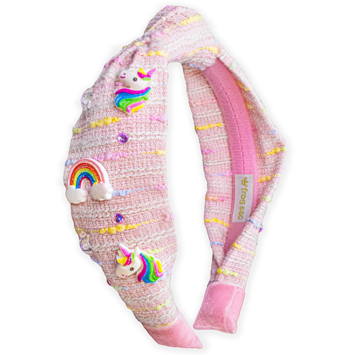 FROG SAC Knot Headband for Girls, Knotted Headbands for Toddler Kids, Rainbow Beaded Unicorn Hair Accessories, Halloween Christmas Stocking Easter Basket Stuffers (Black)