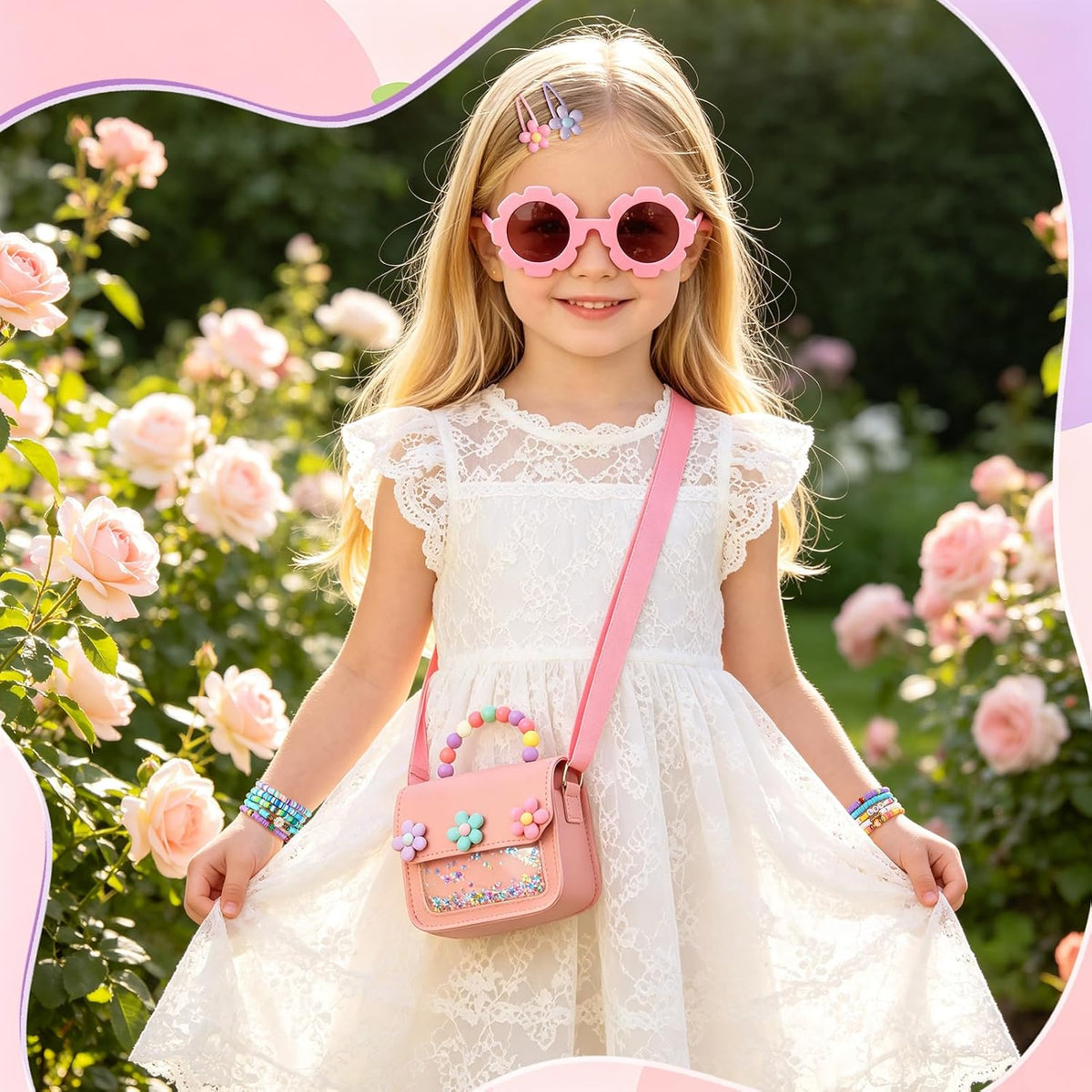 Purse for Girls, Accessories Gift Set Snap Hair Clip Bracelets