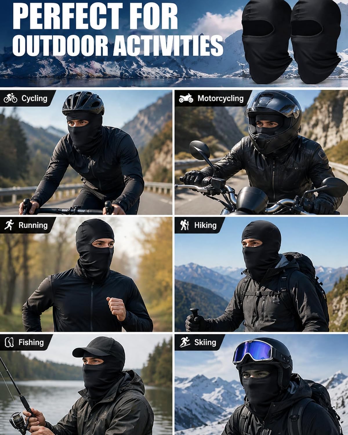 SATINIOR 6 Pcs Ski Balaclava Men Full Face Cover Mask