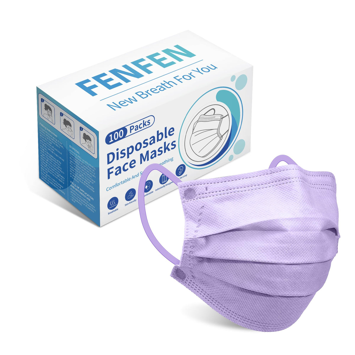 Disposable Face Mask For Adults - Travel Essentials, 100 Pack Individually Wrapped, 4 Ply Protection,Safety Masks Disposable