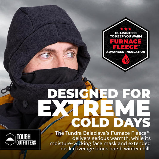 Tough Headwear Fleece Balaclava Hoodie Ski Mask - Wind Resistant Extreme Cold Weather Gear - Thermal Winter Face Mask