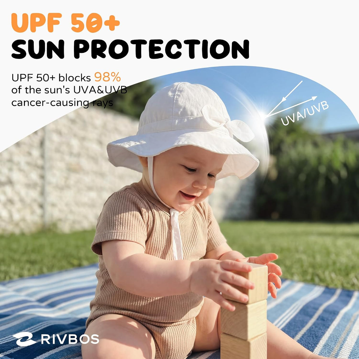 RIVBOS Baby Sun Hat UPF 50+ Animal Pattern Toddler Bucket Hat for Boys Girl