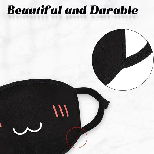10 pieces of cute anime masks, reusable and washable masks, black and white