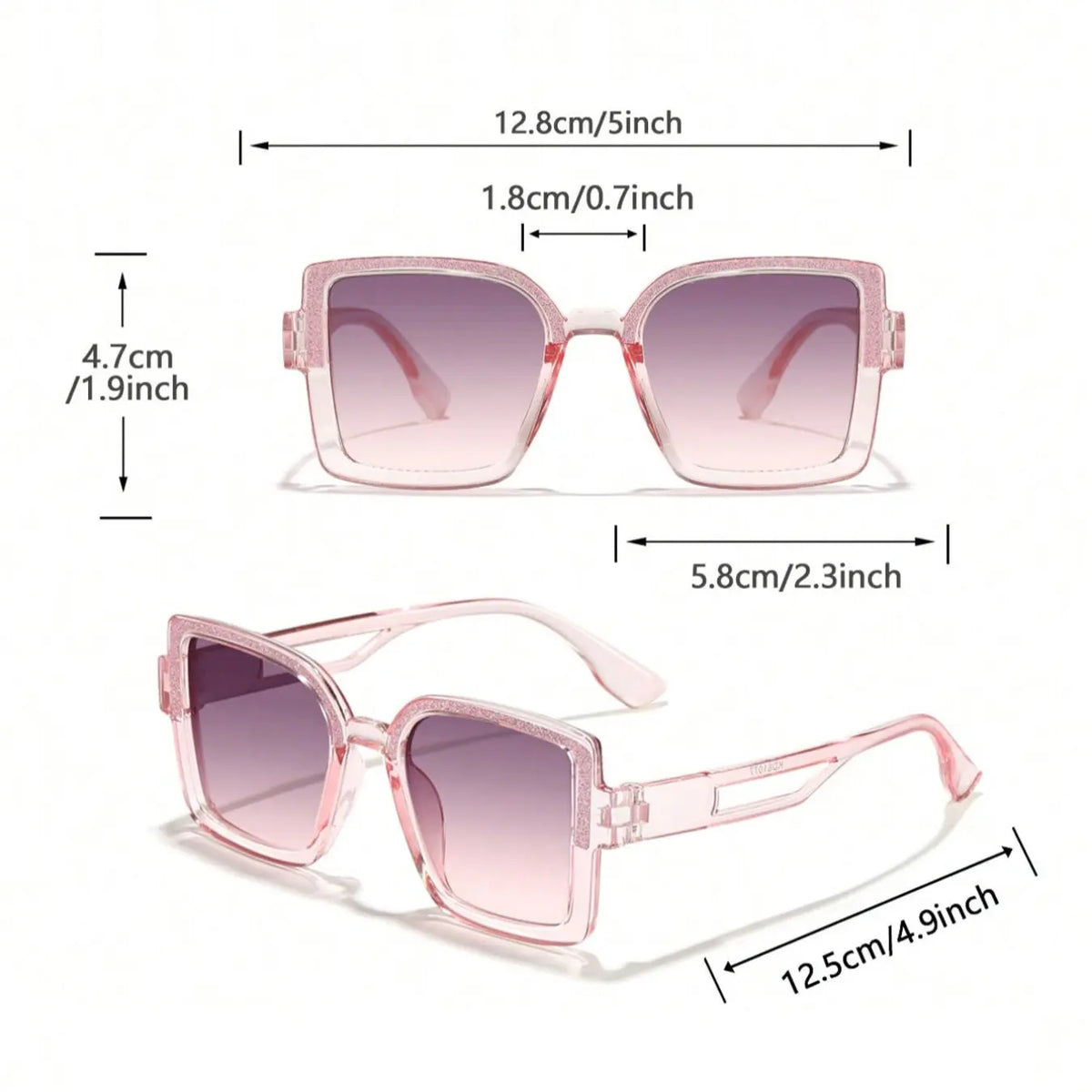 Kids High-Quality Candy Color Sparkle Square Frame Sunglasses, Sweet Heart Design, UV Protection, Durable PC Frame, Perfect Birthday Gift, Eyewear