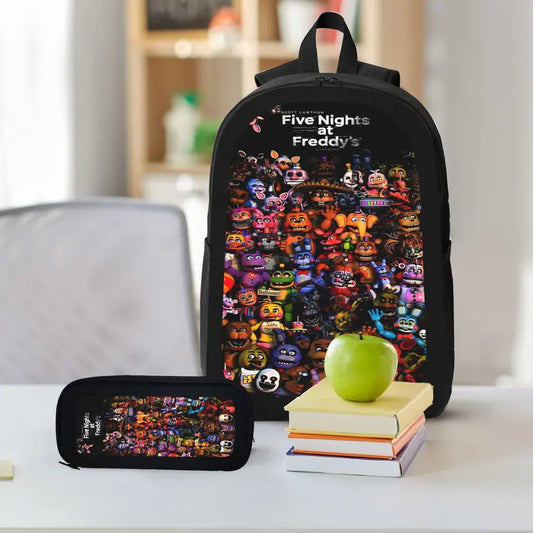 Five Nights At Freddys Backpack Set BackpackLunch Bag Pencil Case Anime FNAF Bookbag Kids Backpack Teen Backpack Travel Backpack Student Gamer Gift Back To School TikTok Viral Trendy Unisex Boys Girls Daily Carry, And Lunchbox Set Backpacks