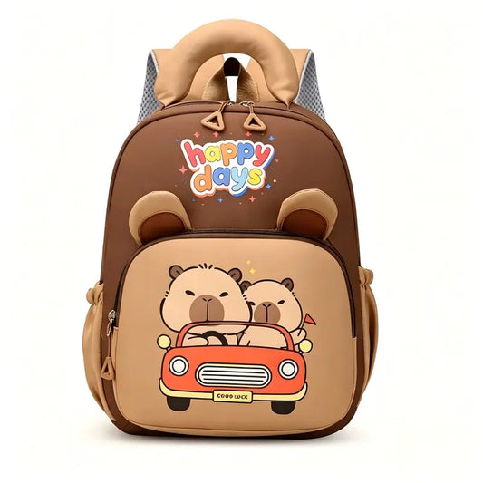 Cute Capybara Animal Unisex Kids Backpack - Lightweight Nylon Booksack, Kindergarten Fit for Boy, Ample Space for Back to School Haul