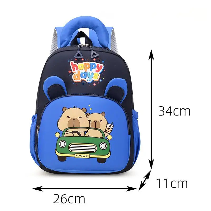 Cute Capybara Animal Unisex Kids Backpack - Lightweight Nylon Booksack, Kindergarten Fit for Boy, Ample Space for Back to School Haul