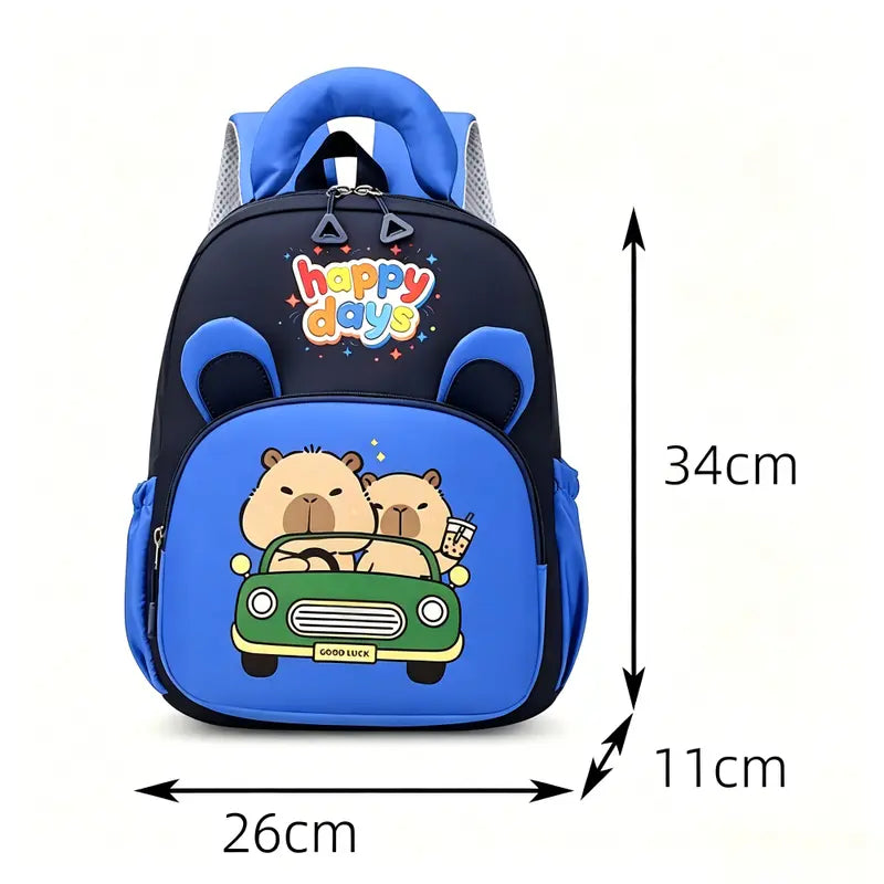 Cute Capybara Animal Unisex Kids Backpack - Lightweight Nylon Booksack, Kindergarten Fit for Boy, Ample Space for Back to School Haul