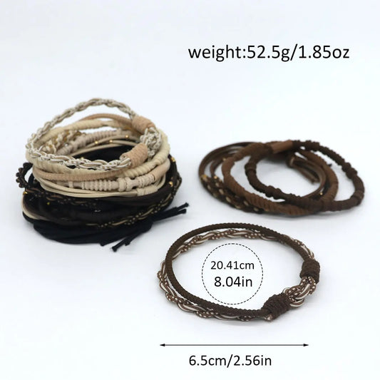 Boho Style Beaded Hair Tie, Colorblock Hair Tie, Fashion Hair Accessories Sets for Women & Girls, Minimalist Summer Rubber Band Suitable for Thick Hair, Elastic Hair Accessory, Hair Styling Accessories, Hairstyle Accessory