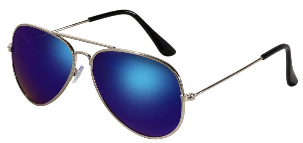 Kids Aviator Sunglasses for Boys Girls, Reflective Metal Frame