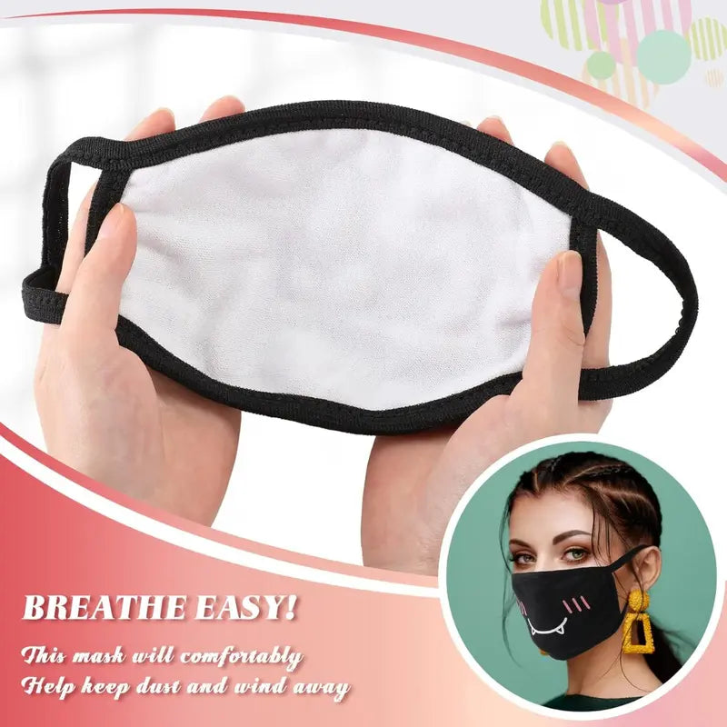 10 pieces of cute anime masks, reusable and washable masks, black and white