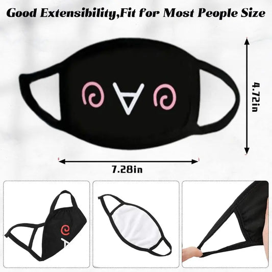 10 pieces of cute anime masks, reusable and washable masks, black and white