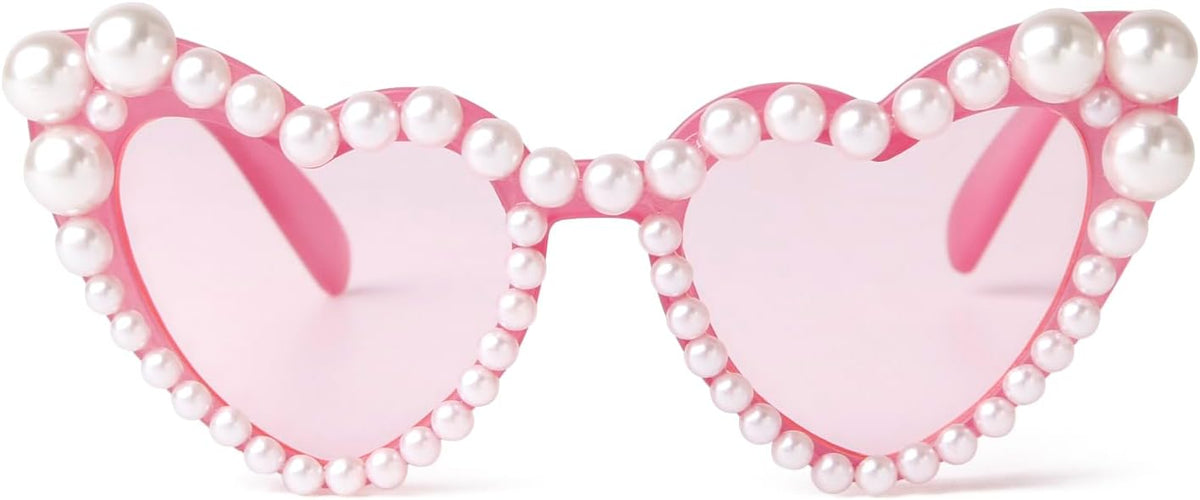 ADE WU Heart Sunglaskses Kids Cute Pearl Sunglasses for Girls Boys Age 3-8