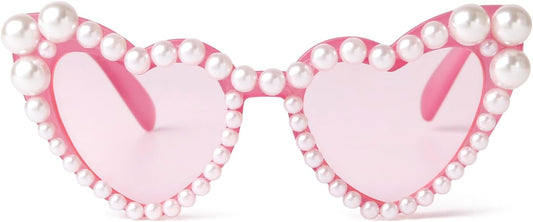 ADE WU Heart Sunglaskses Kids Cute Pearl Sunglasses for Girls Boys Age 3-8