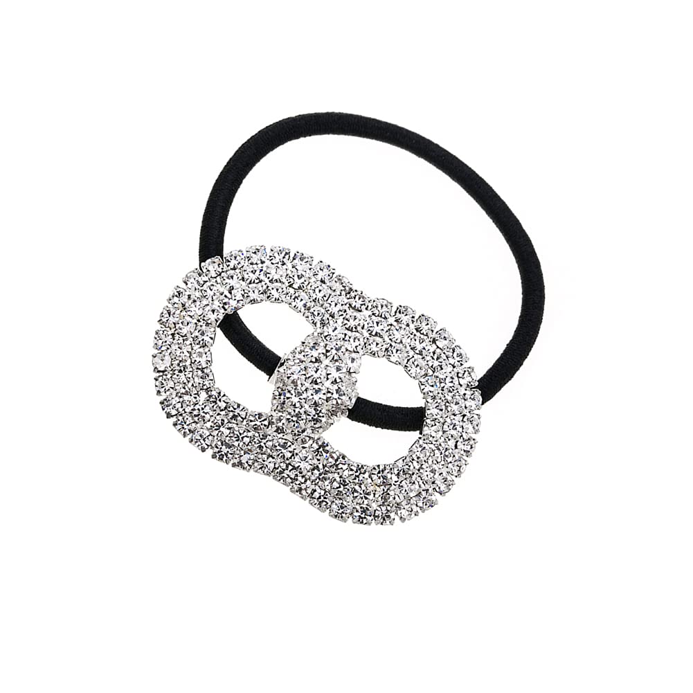 Hair Tie, Fashion Bling Crystal Rhinestone Hair Accessories for Women Girls (Silver Heart Scrunchies, Bands, Ropes, Circles, Elastics, Headband)