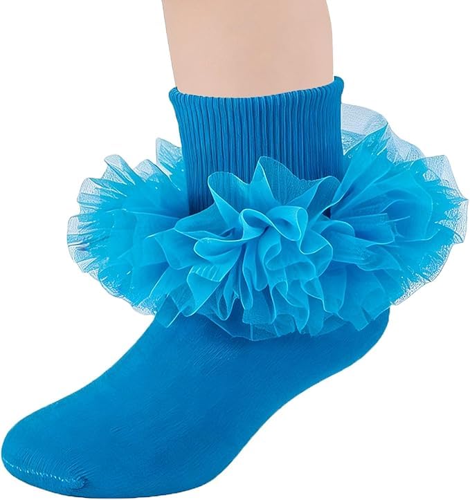 Girls Ruffle Socks Toddler Fluffy Ruffle 4-Layer Lace Dress Socks Turn Cuff Pageant Tutu Socks for Baby Girl Kids
