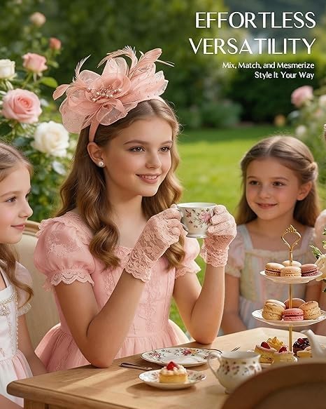 Girls Tea Party Dress Up Accessories Set Blush Pink