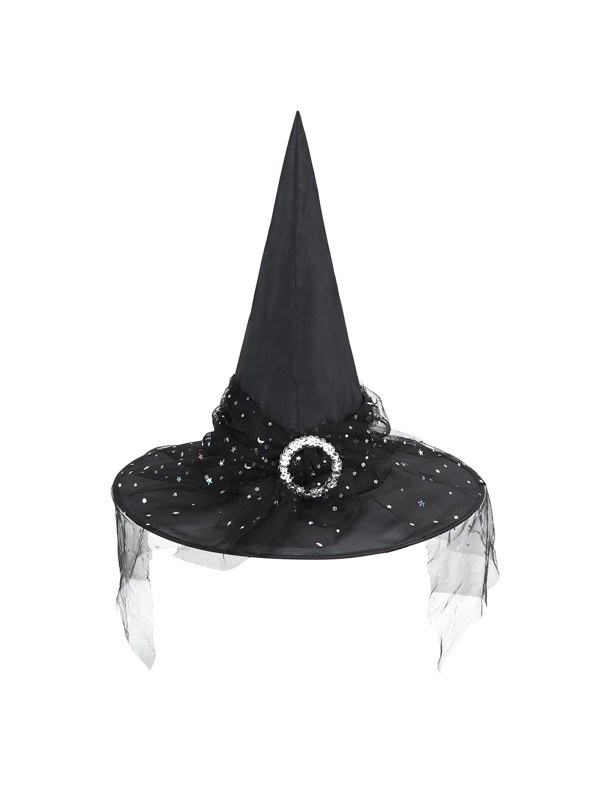 Girls Lace Witch Hat Kids Foldable Halloween Teens with Veil Cosplay