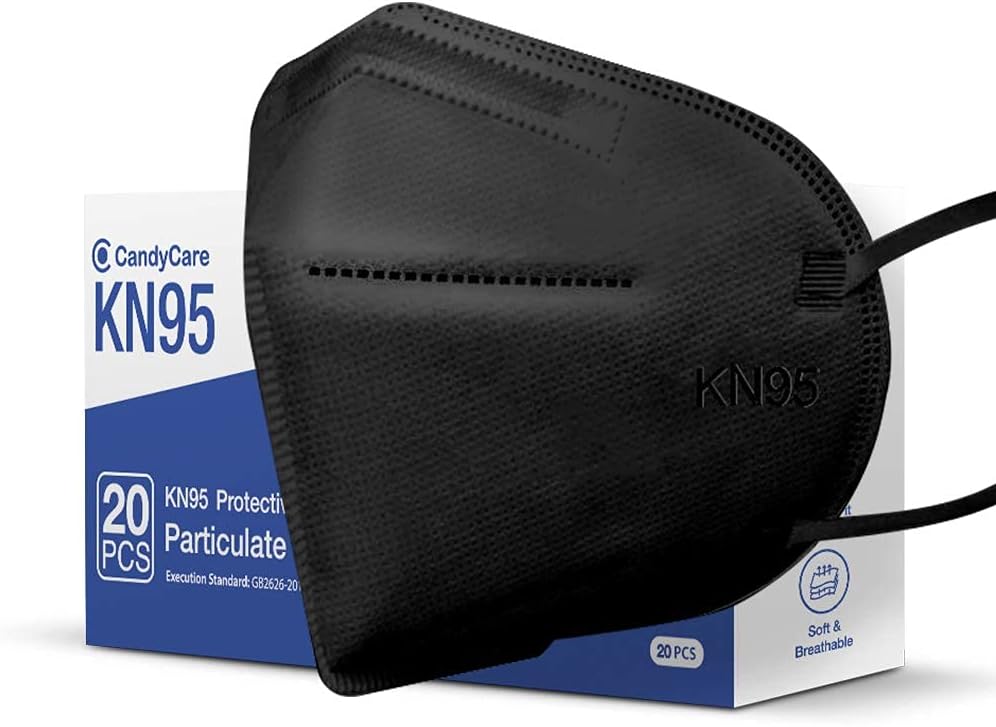 KN95 Particulate Respirator - 20 Pack Face Mask 5 Layers Cup Dust Mask Protection against PM2.5 Dust Particles, Smoke and Haze-Proof, Designed for Men, Women, and Essential Works, Black