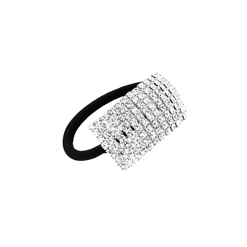 Hair Tie, Fashion Bling Crystal Rhinestone Hair Accessories for Women Girls (Silver Heart Scrunchies, Bands, Ropes, Circles, Elastics, Headband)