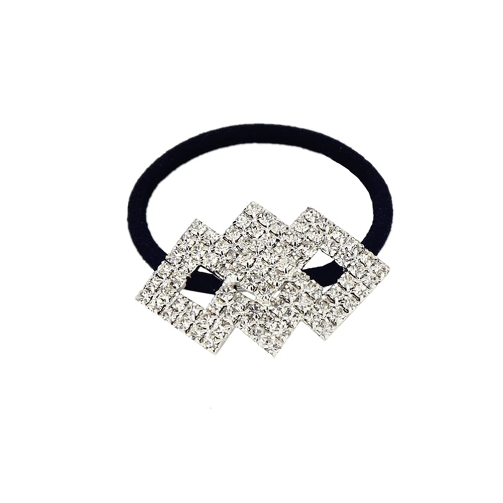 Hair Tie, Fashion Bling Crystal Rhinestone Hair Accessories for Women Girls (Silver Heart Scrunchies, Bands, Ropes, Circles, Elastics, Headband)