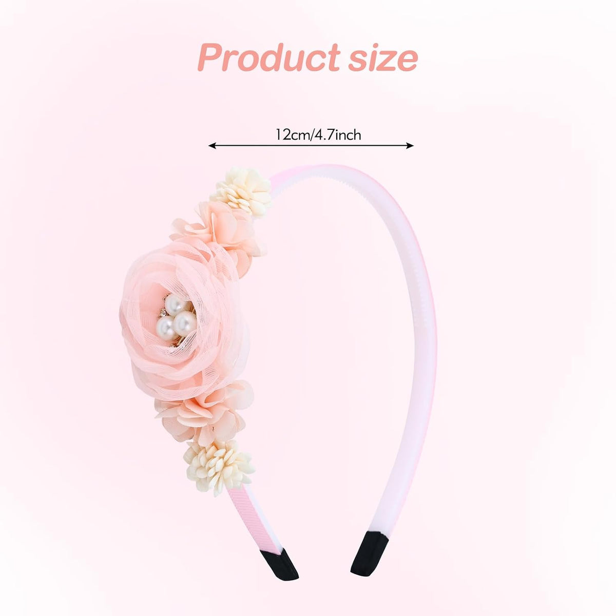 Dizila 5 Pieces Beige Pink Plastic Flower Headbands Floral Hair Bands Hoops Accessories for Baby Girls Toddlers Kids Teens