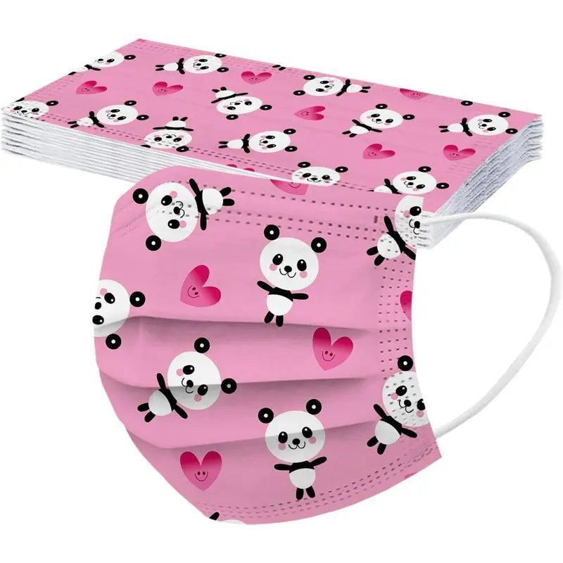 Kids' Disposable 3-Layers Non-Woven Facemask (KF5-EMK03, 14.5 Cm * 9.6 Cm), 50Pcs Adjustable Playful 3-Ply Covering for Halloween/Christmas, Breathable Protective Mask for Boys/Girls Outdoor School Use
