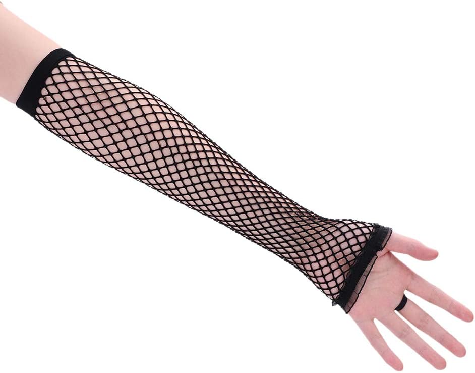 Kids Long Fishnet Gloves Girls Lace Fingerless Mesh Gloves Dance Performance Party Costume Accessory