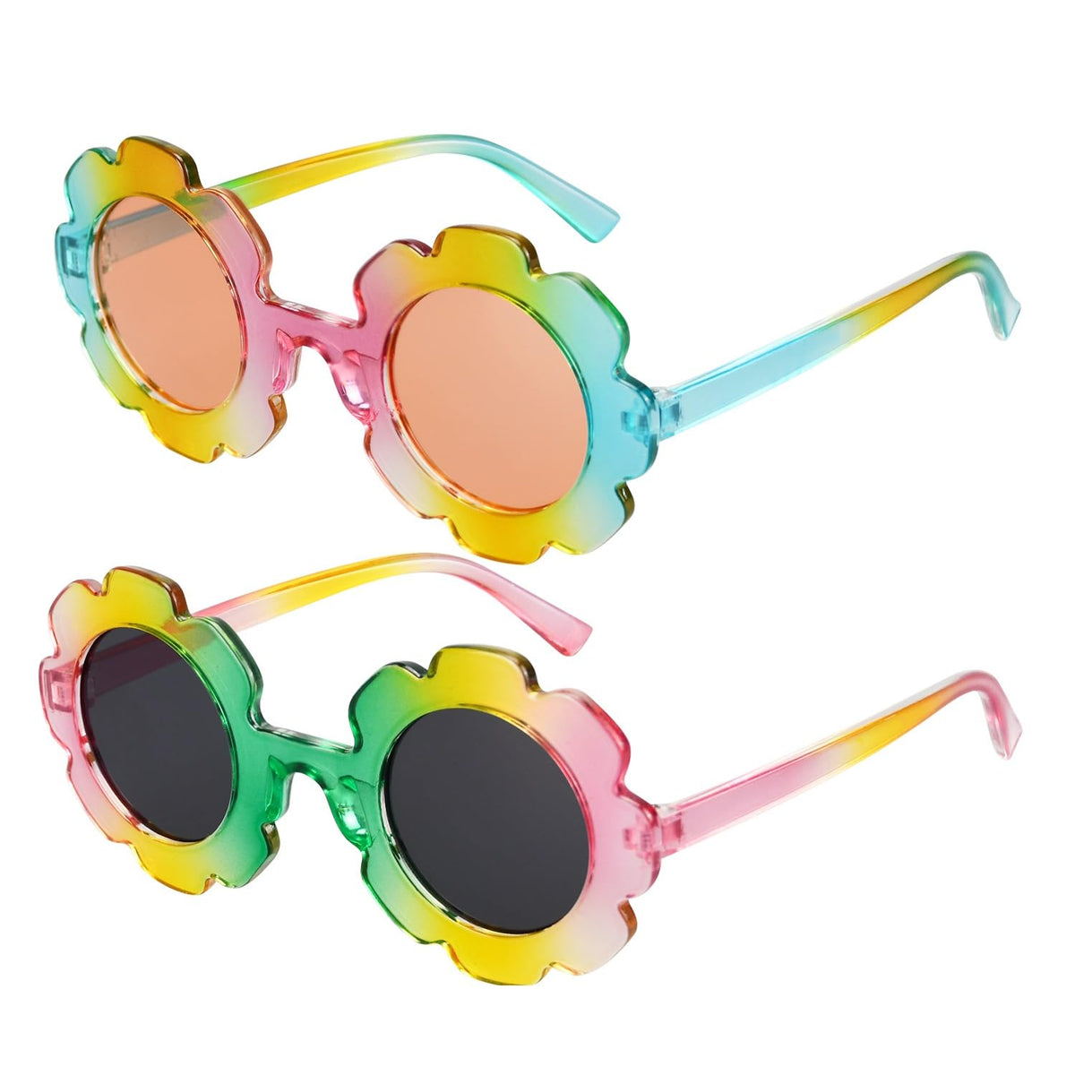 Mdvora 2/4/8/12/24 Pack Round Flower Sunglasses Set, Outdoor Kids Sunglasses Kit