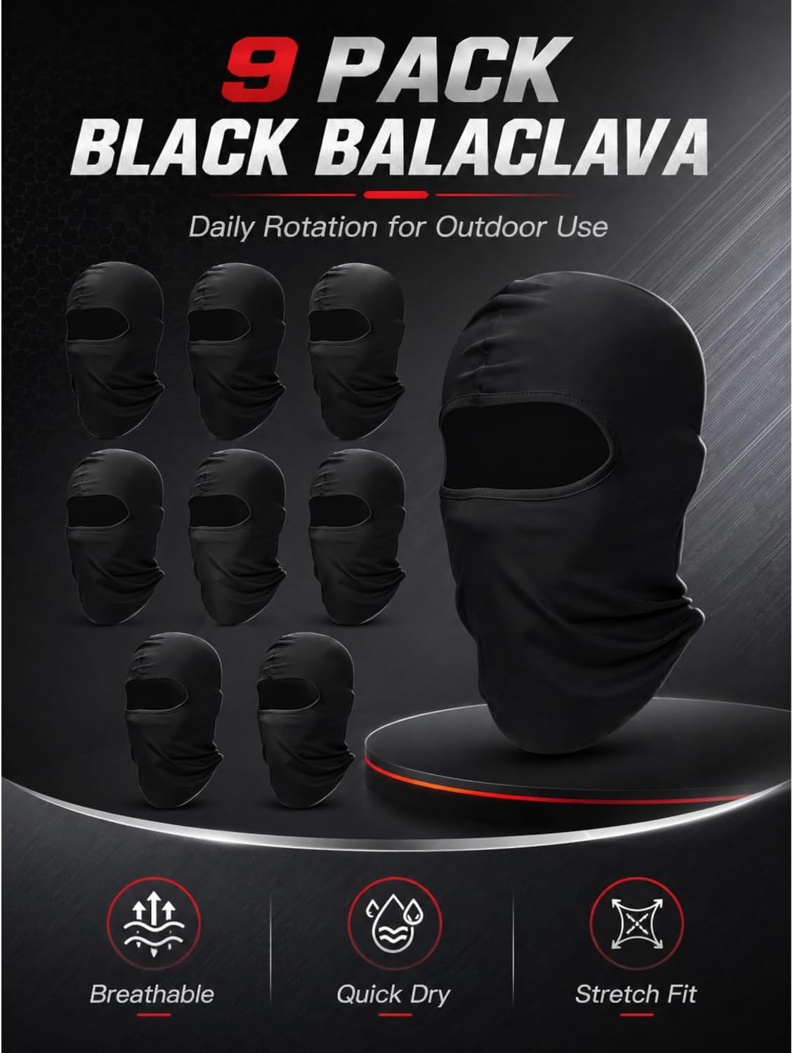 SATINIOR 9 Pack Balaclava Ski Mask Winter Hood Men